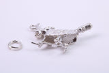 Witch on Broom Stick Charm, Traditional Charm, Made from Solid 925 Grade Sterling Silver, Complete with Attachment Link