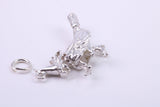 Witch on Broom Stick Charm, Traditional Charm, Made from Solid 925 Grade Sterling Silver, Complete with Attachment Link