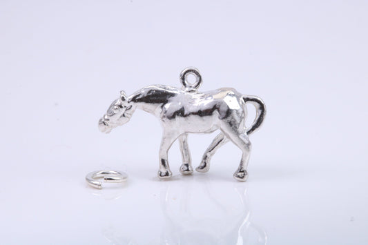 Horse Charm, Traditional Charm, Made from Solid 925 Grade Sterling Silver, Complete with Attachment Link