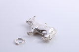 Cow Charm, Traditional Charm, Made from Solid Cast 925 Grade Sterling Silver, Complete with Attachment Link