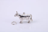Cow Charm, Traditional Charm, Made from Solid Cast 925 Grade Sterling Silver, Complete with Attachment Link