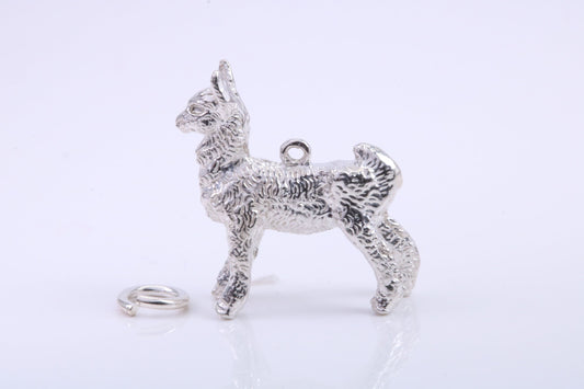 Llama Charm, Traditional Charm, Made from Solid 925 Grade Sterling Silver, Complete with Attachment Link