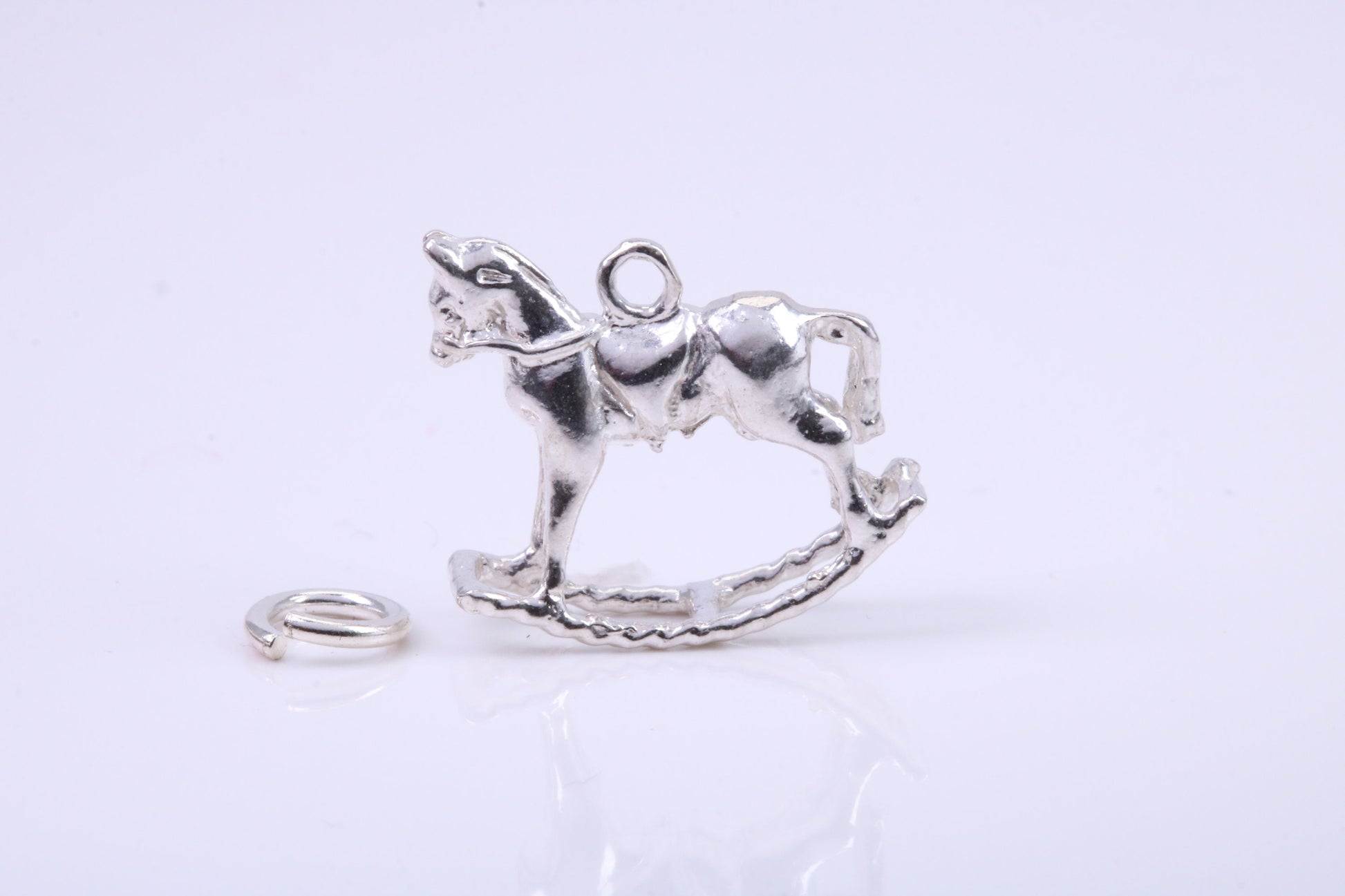 Rocking Horse Charm, Traditional Charm, Made from Solid 925 Grade Sterling Silver, Complete with Attachment Link