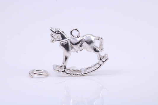 Rocking Horse Charm, Traditional Charm, Made from Solid 925 Grade Sterling Silver, Complete with Attachment Link