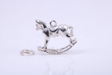 Rocking Horse Charm, Traditional Charm, Made from Solid 925 Grade Sterling Silver, Complete with Attachment Link