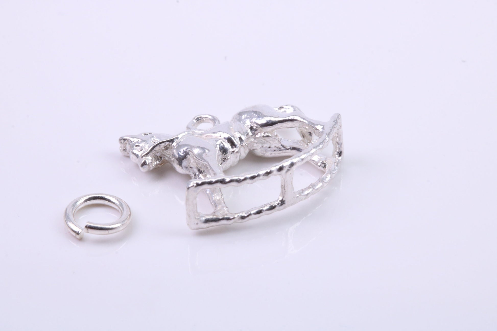 Rocking Horse Charm, Traditional Charm, Made from Solid 925 Grade Sterling Silver, Complete with Attachment Link