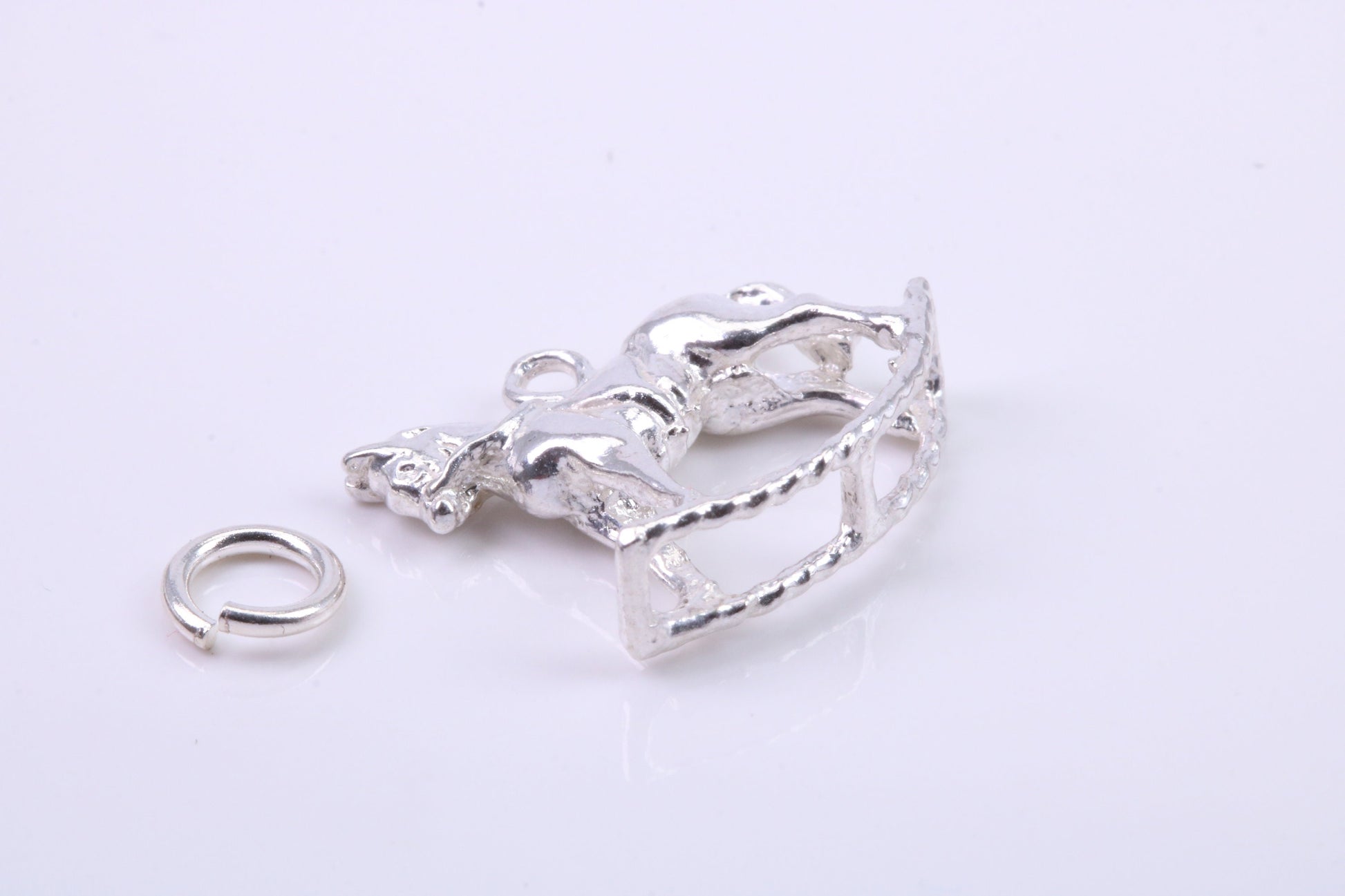 Rocking Horse Charm, Traditional Charm, Made from Solid 925 Grade Sterling Silver, Complete with Attachment Link