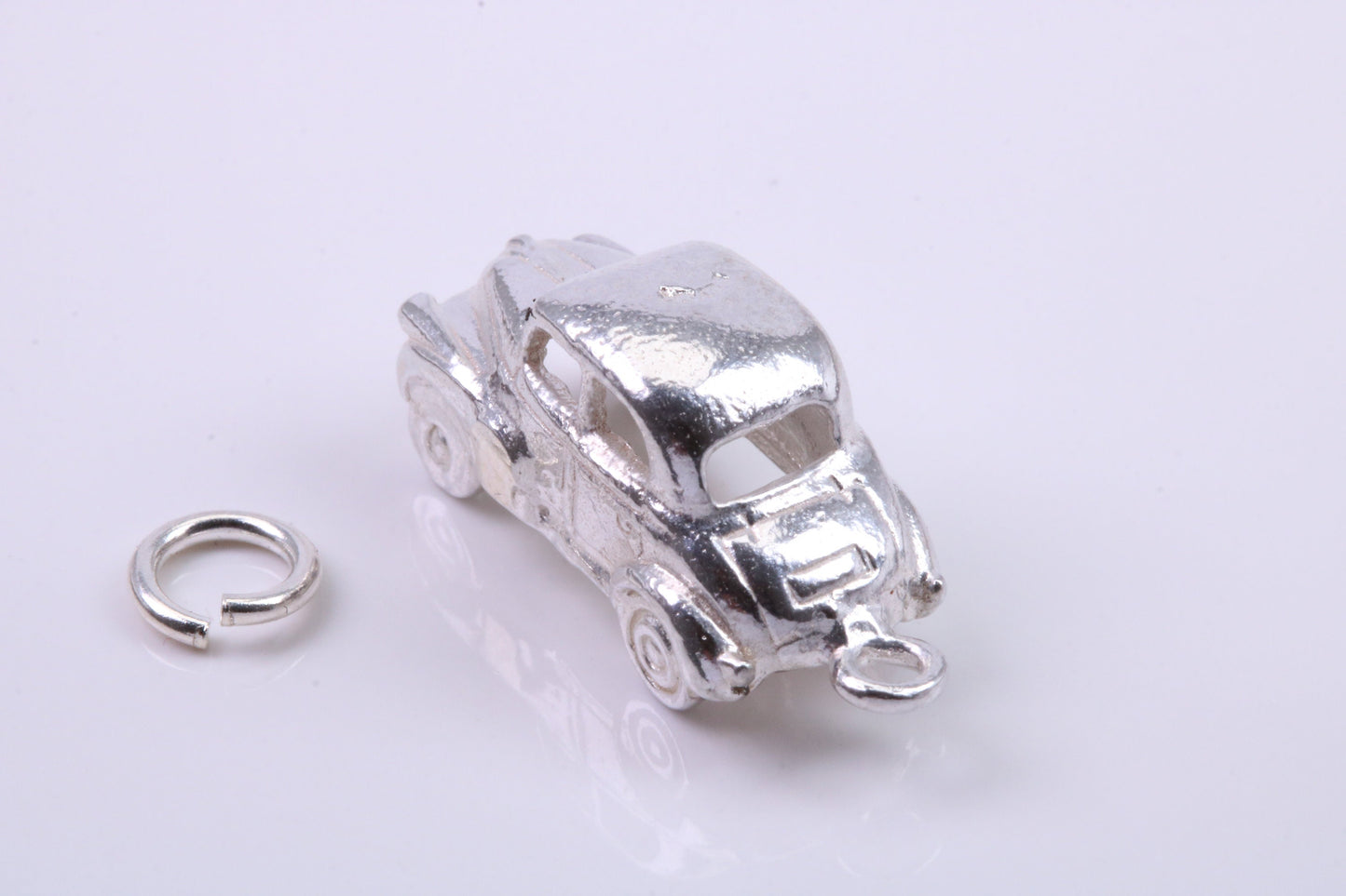 Car Charm, Traditional Charm, Made from Solid 925 Grade Sterling Silver, Complete with Attachment Link