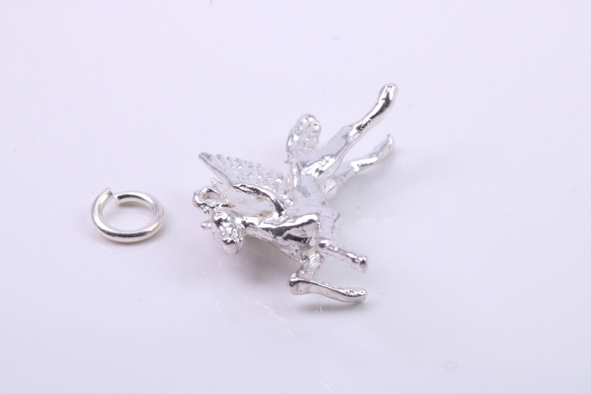 Pegasus Charm, Traditional Charm, Made from Solid 925 Grade Sterling Silver, Complete with Attachment Link