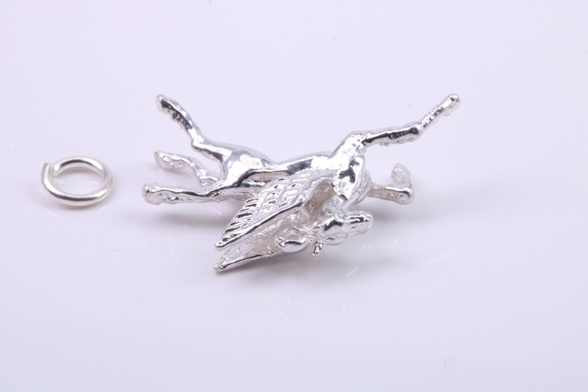 Pegasus Charm, Traditional Charm, Made from Solid 925 Grade Sterling Silver, Complete with Attachment Link