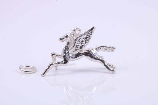 Pegasus Charm, Traditional Charm, Made from Solid 925 Grade Sterling Silver, Complete with Attachment Link
