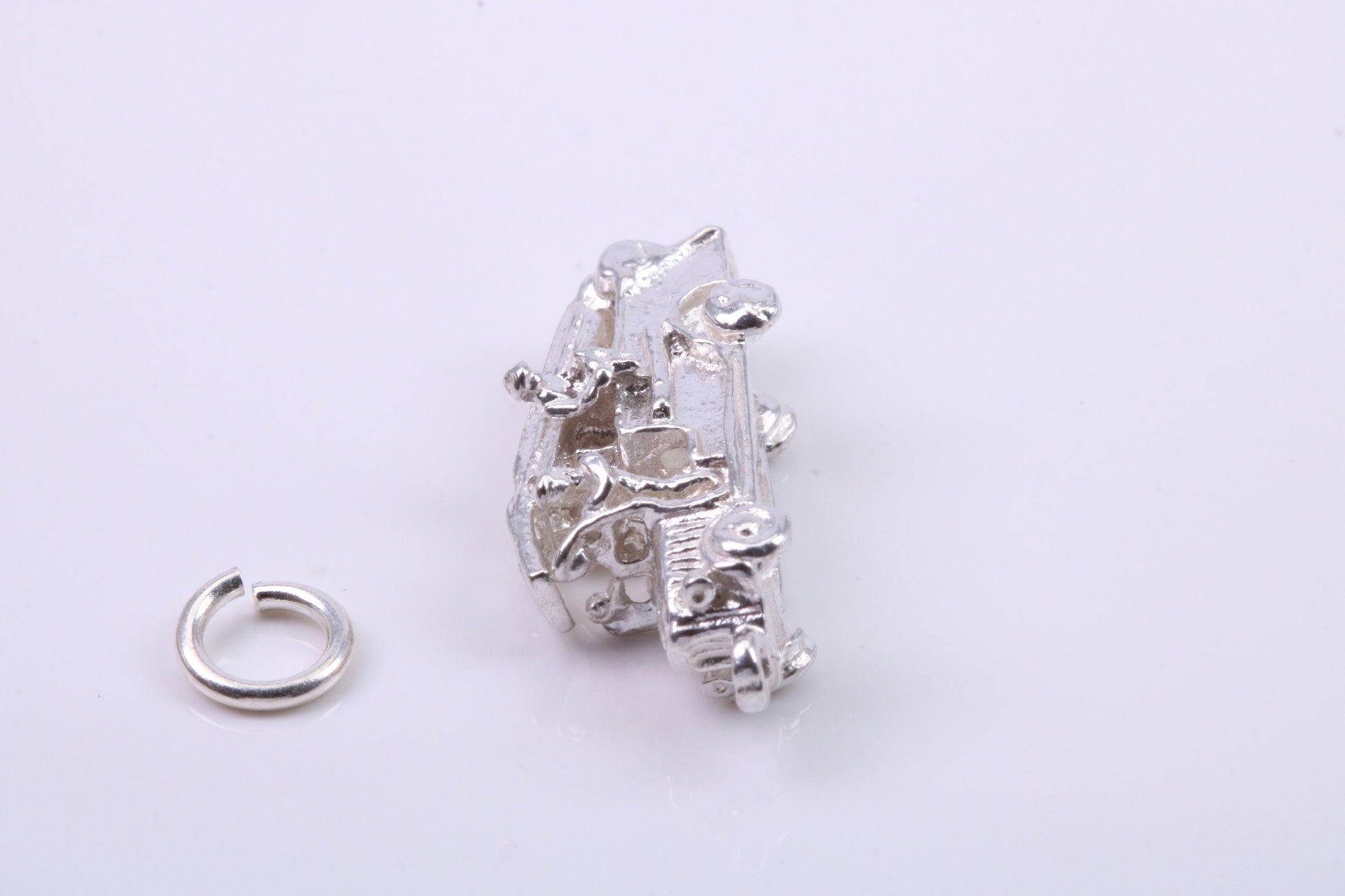 Fire Engine Charm, Traditional Charm, Made from Solid 925 Grade Sterling Silver, Complete with Attachment Link