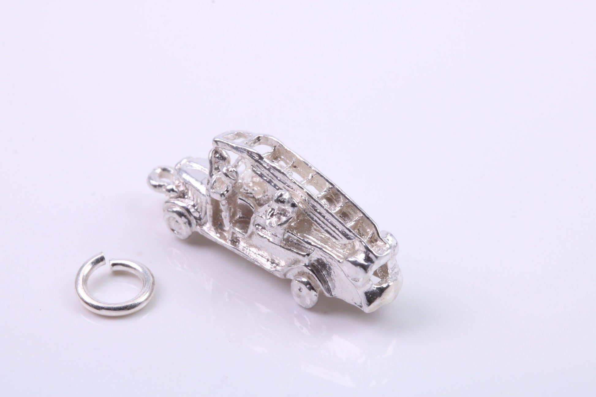 Fire Engine Charm, Traditional Charm, Made from Solid 925 Grade Sterling Silver, Complete with Attachment Link