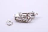 Fire Engine Charm, Traditional Charm, Made from Solid 925 Grade Sterling Silver, Complete with Attachment Link