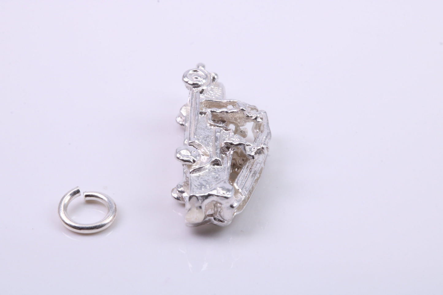 Fire Engine Charm, Traditional Charm, Made from Solid 925 Grade Sterling Silver, Complete with Attachment Link