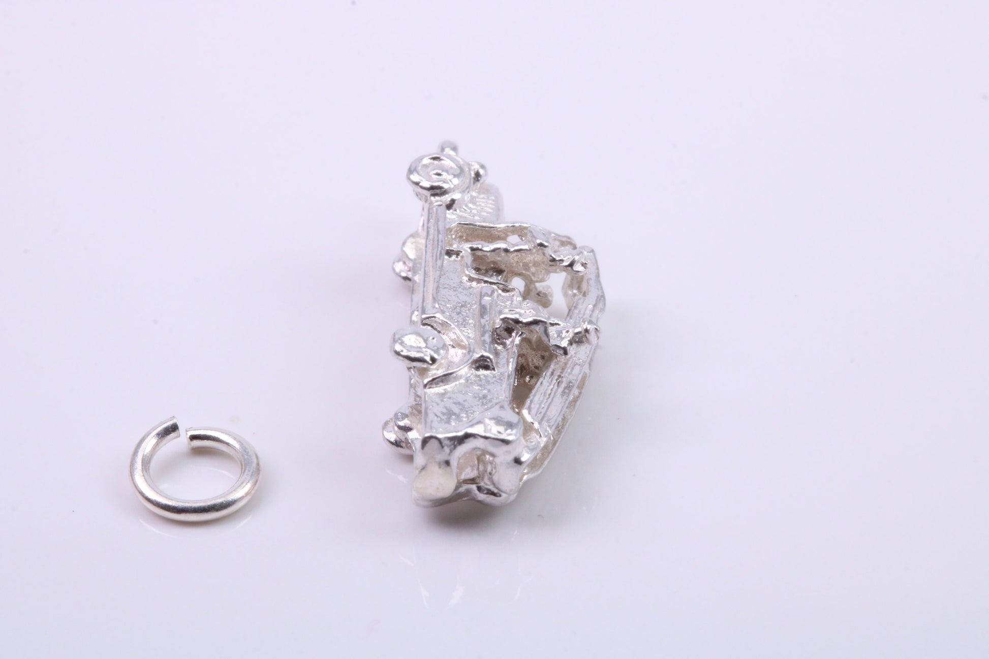 Fire Engine Charm, Traditional Charm, Made from Solid 925 Grade Sterling Silver, Complete with Attachment Link