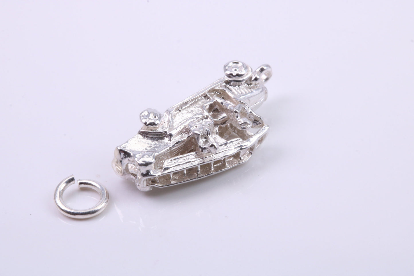 Fire Engine Charm, Traditional Charm, Made from Solid 925 Grade Sterling Silver, Complete with Attachment Link