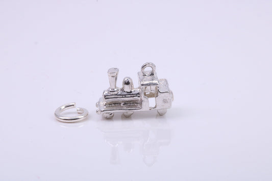Steam Train Charm, Traditional Charm, Made from Solid 925 Grade Sterling Silver, Complete with Attachment Link
