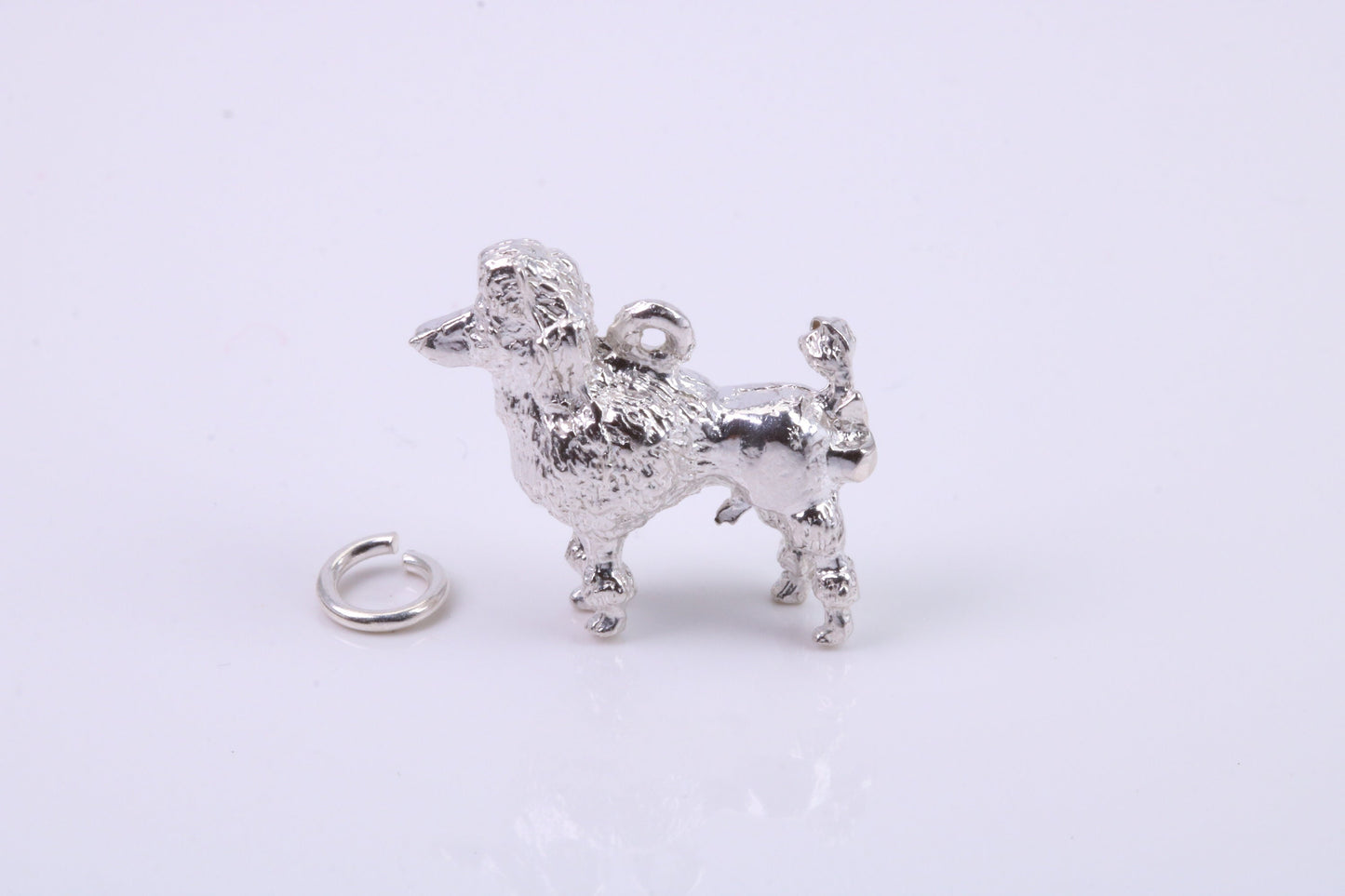 Large Poodle Dog Charm, Traditional Charm, Made from Solid 925 Grade Sterling Silver, Complete with Attachment Link