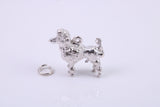 Large Poodle Dog Charm, Traditional Charm, Made from Solid 925 Grade Sterling Silver, Complete with Attachment Link