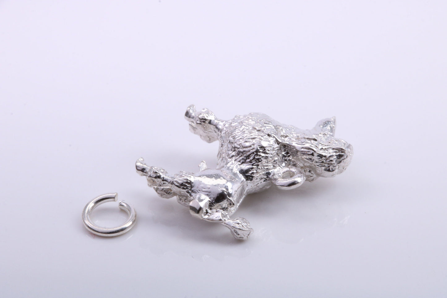 Large Poodle Dog Charm, Traditional Charm, Made from Solid 925 Grade Sterling Silver, Complete with Attachment Link