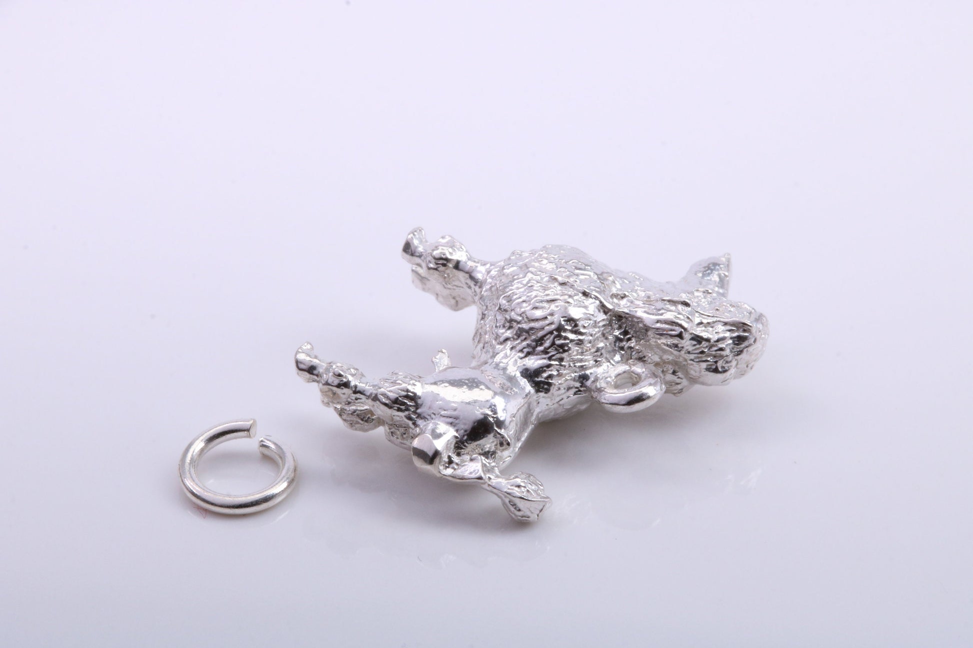 Large Poodle Dog Charm, Traditional Charm, Made from Solid 925 Grade Sterling Silver, Complete with Attachment Link