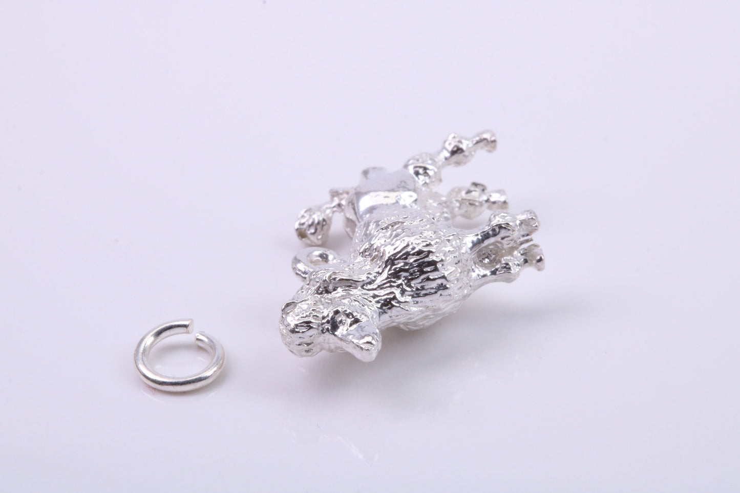 Large Poodle Dog Charm, Traditional Charm, Made from Solid 925 Grade Sterling Silver, Complete with Attachment Link