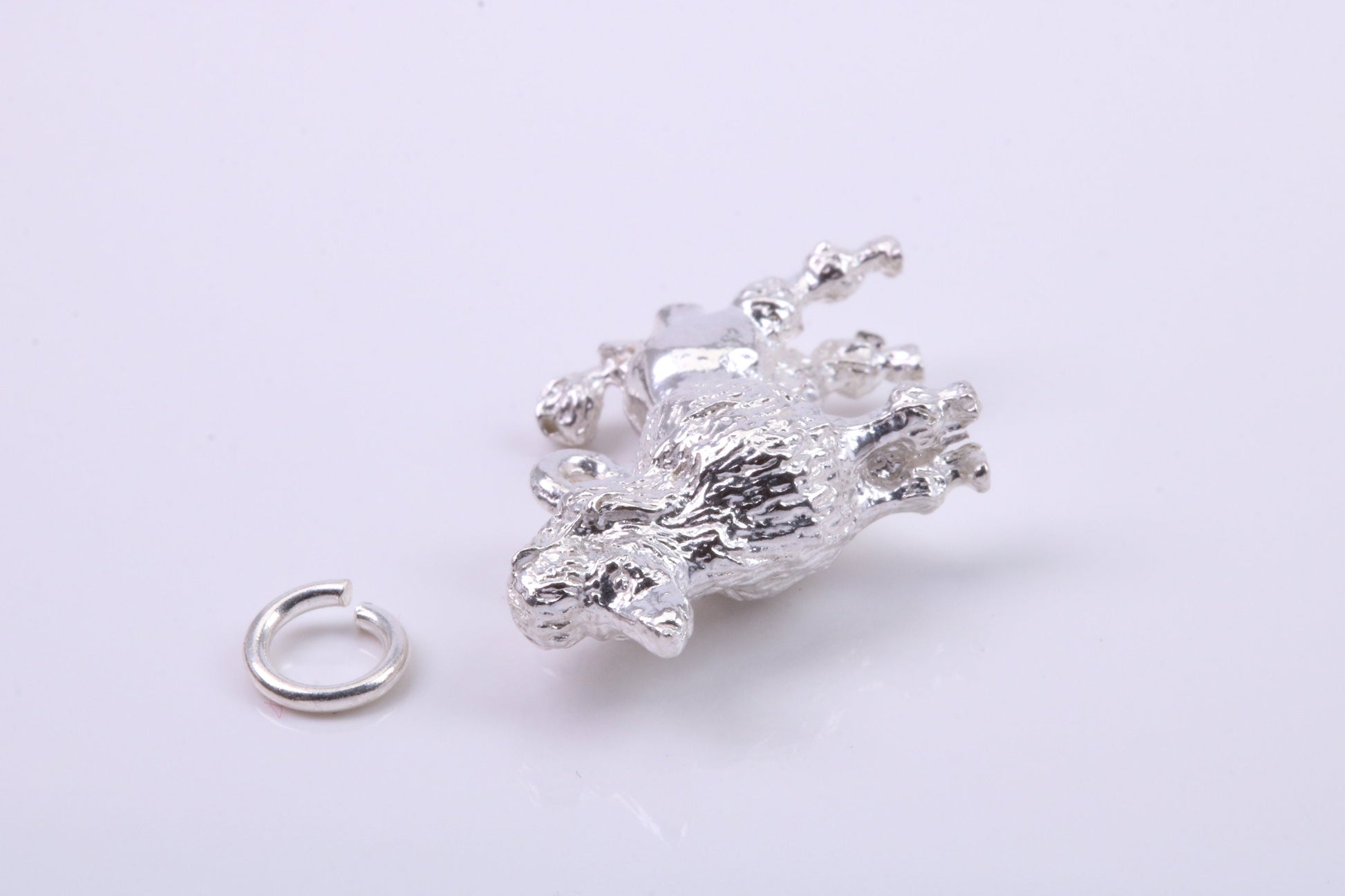 Large Poodle Dog Charm, Traditional Charm, Made from Solid 925 Grade Sterling Silver, Complete with Attachment Link