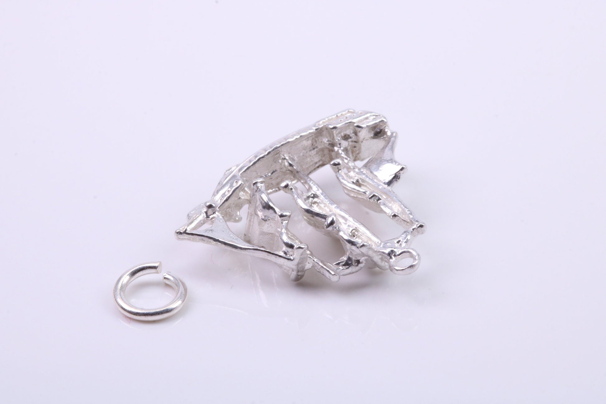 Sailing Boat Charm, Traditional Charm, Made from Solid 925 Grade Sterling Silver, Complete with Attachment Link