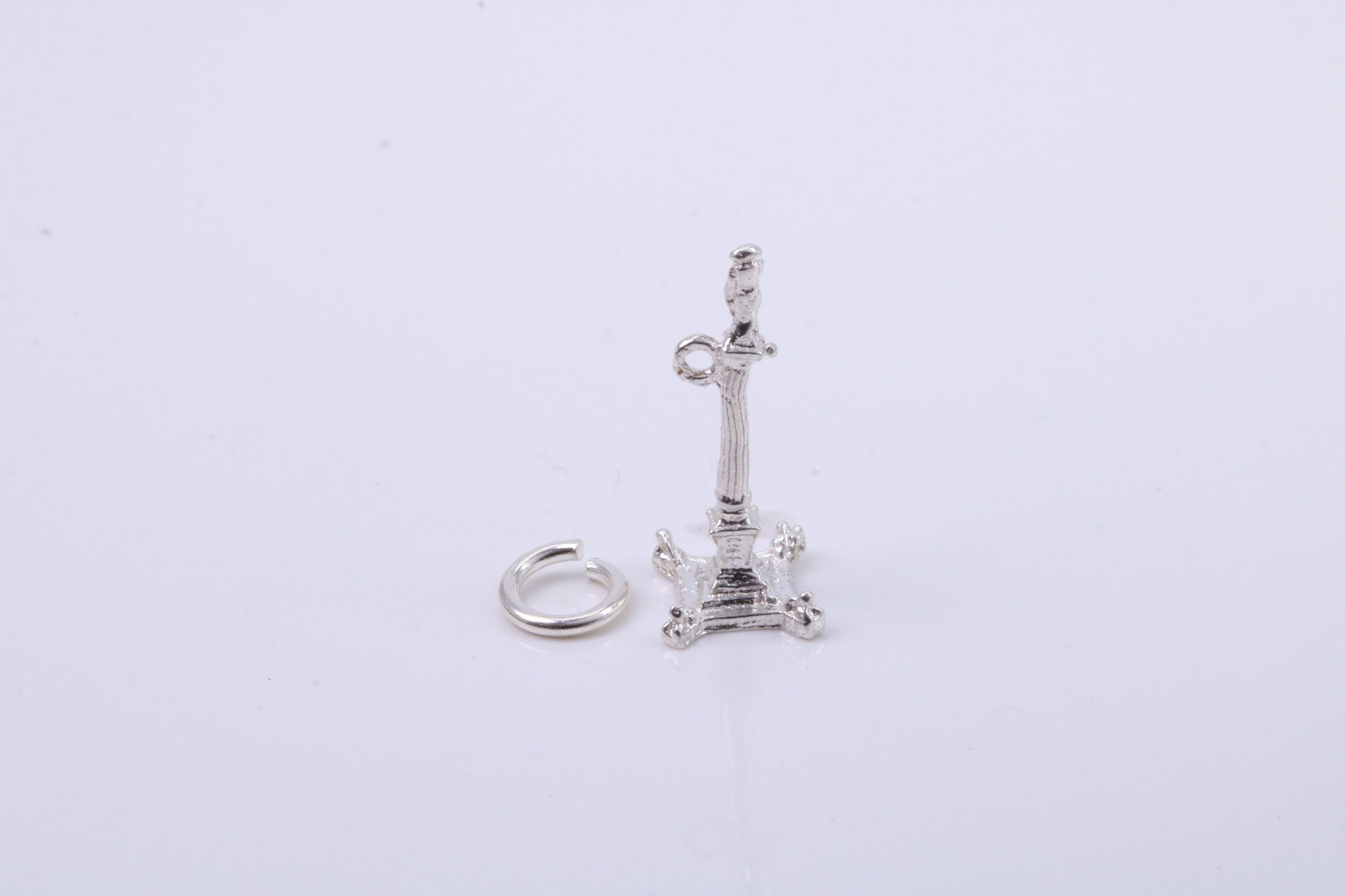 Iconic Nelsons Column Charm, Traditional Charm, Made from Solid 925 Grade Sterling Silver, Complete with Attachment Link