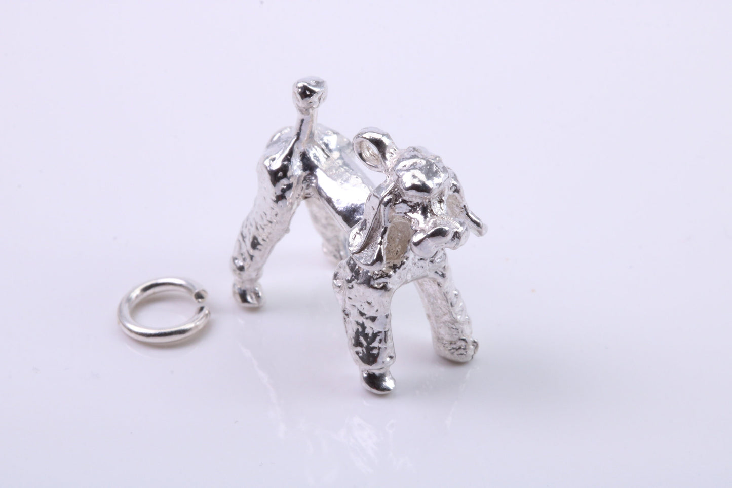 Large Poodle Dog Charm, Traditional Charm, Made from Solid 925 Grade Sterling Silver, Complete with Attachment Link
