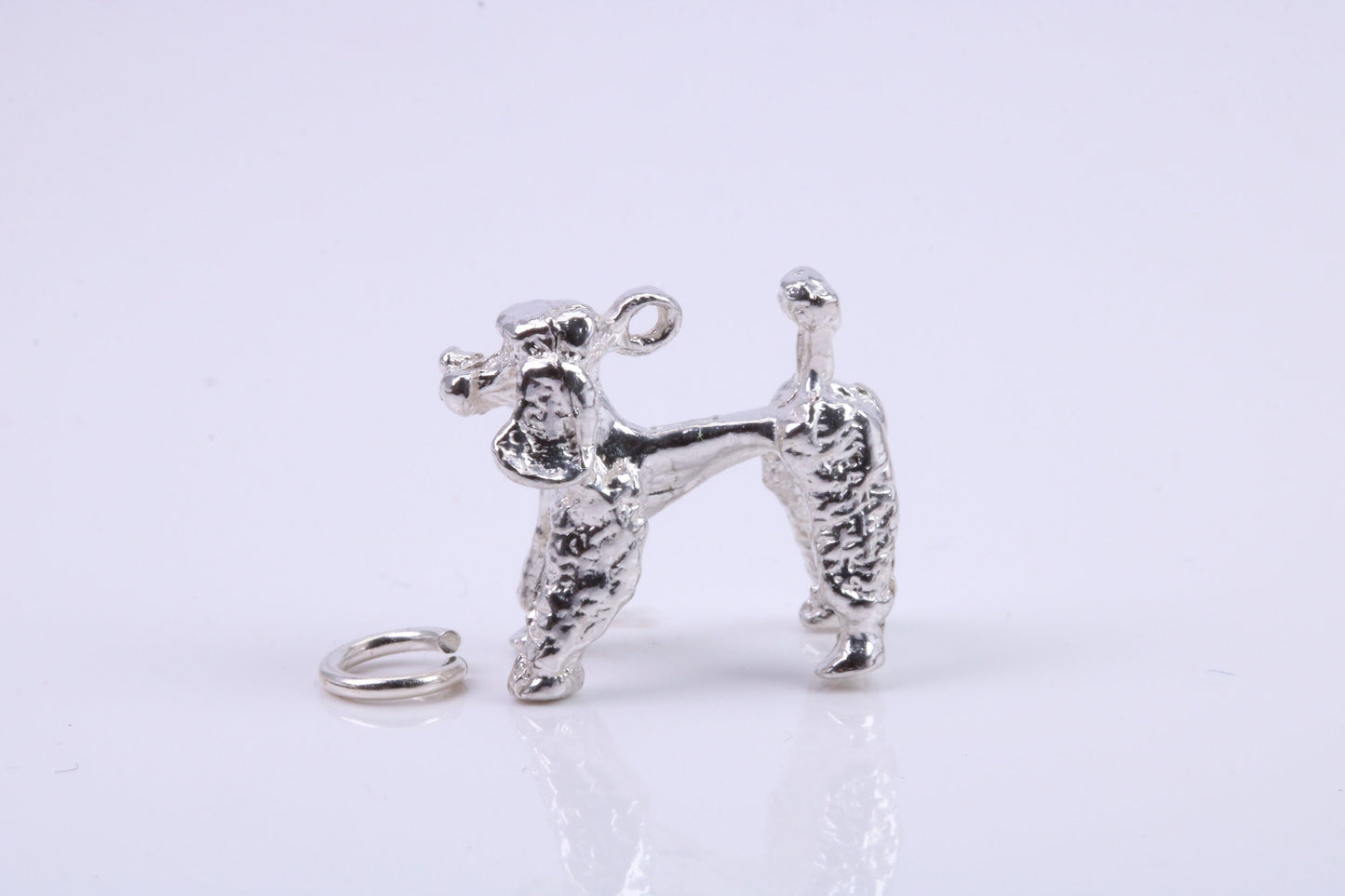 Large Poodle Dog Charm, Traditional Charm, Made from Solid 925 Grade Sterling Silver, Complete with Attachment Link