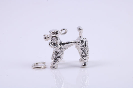 Large Poodle Dog Charm, Traditional Charm, Made from Solid 925 Grade Sterling Silver, Complete with Attachment Link