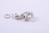 German Shepard Dog Charm, Traditional Charm, Made from Solid 925 Grade Sterling Silver, Complete with Attachment Link