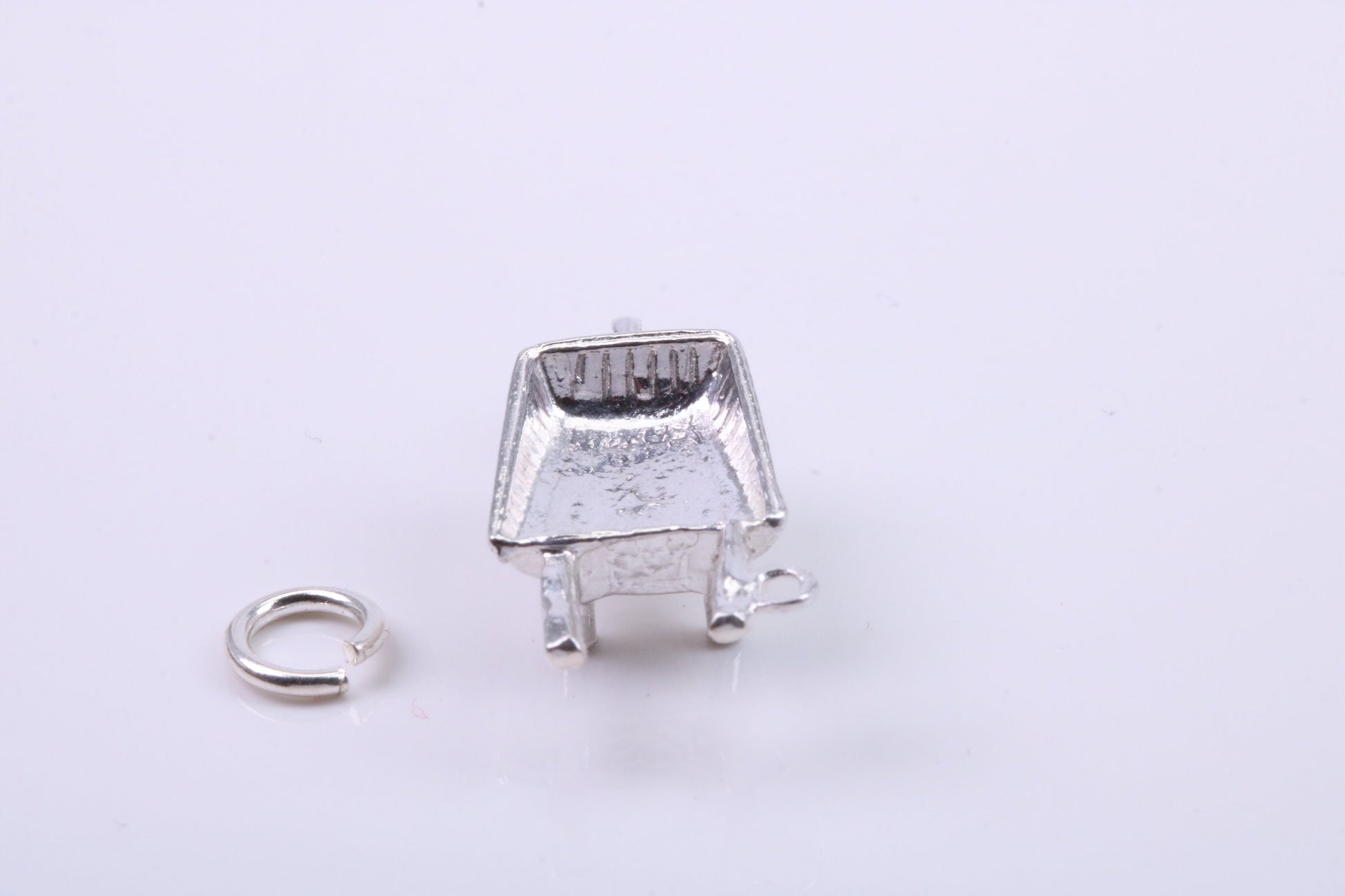 Wheel Barrow Charm, Traditional Charm, Made from Solid 925 Grade Sterling Silver, Complete with Attachment Link