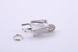 Wheel Barrow Charm, Traditional Charm, Made from Solid 925 Grade Sterling Silver, Complete with Attachment Link