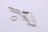 Pistol Charm, Traditional Charm, Made from Solid 925 Grade Sterling Silver, Complete with Attachment Link