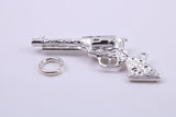 Pistol Charm, Traditional Charm, Made from Solid 925 Grade Sterling Silver, Complete with Attachment Link