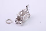 Princess Carriage Charm, Made from Solid Cast Silver, Complete with Attachment Link