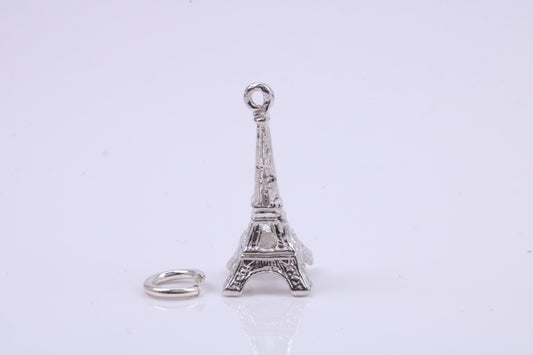 Eiffel Tower Charm, Traditional Charm, Made from Solid 925 Grade Sterling Silver, Complete with Attachment Link