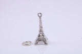 Eiffel Tower Charm, Traditional Charm, Made from Solid 925 Grade Sterling Silver, Complete with Attachment Link