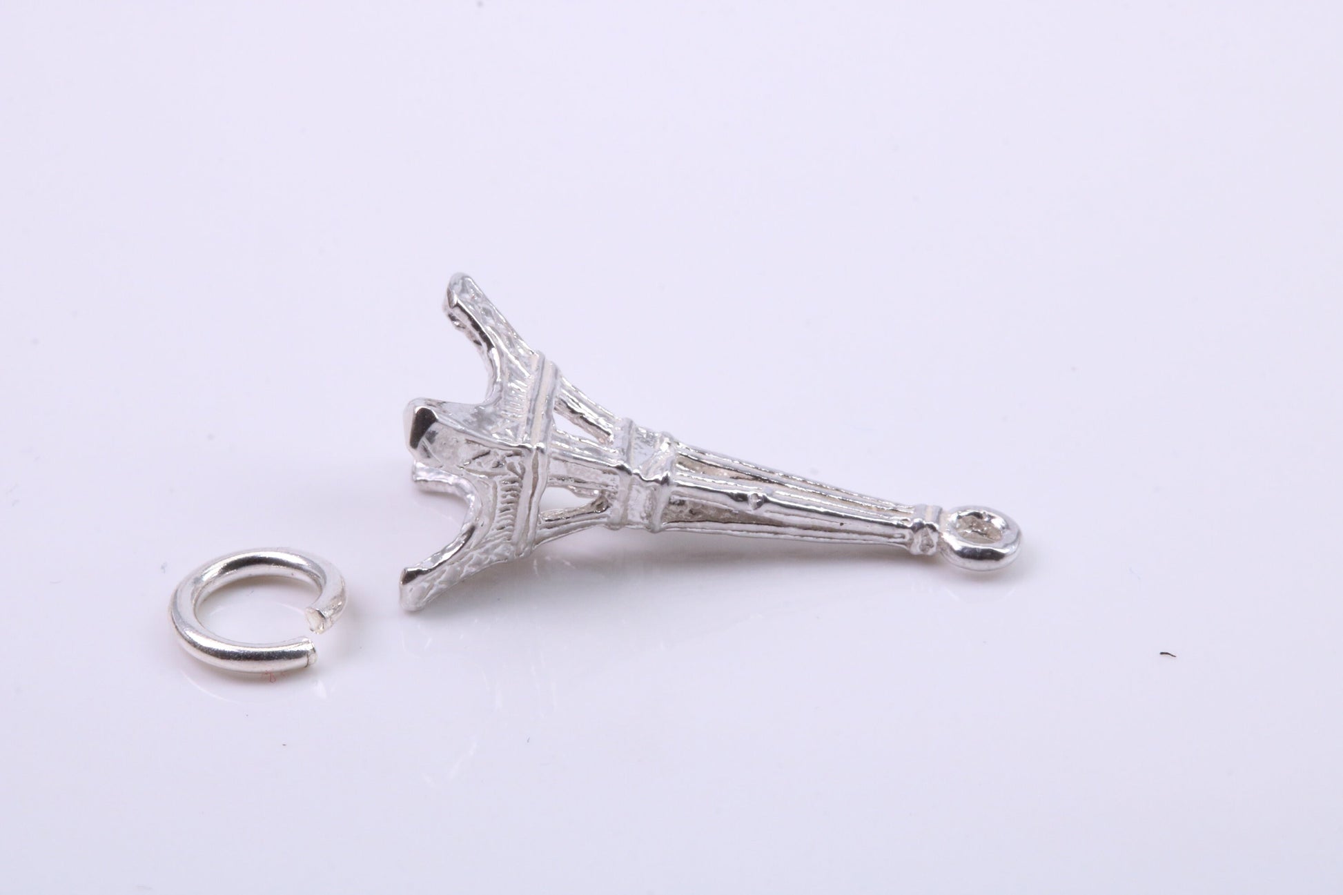 Eiffel Tower Charm, Traditional Charm, Made from Solid 925 Grade Sterling Silver, Complete with Attachment Link