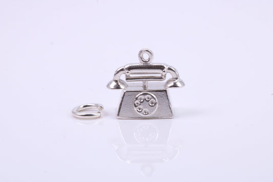 Vintage Phone Charm, Traditional Charm, Made from Solid 925 Grade Sterling Silver, Complete with Attachment Link