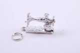 Sewing Machine Charm, Traditional Charm, Made from Solid 925 Grade Sterling Silver, Complete with Attachment Link