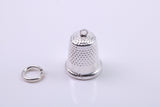 Sewing Thimble Charm, Traditional Charm, Made from Solid 925 Grade Sterling Silver, Complete with Attachment Link