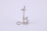 Dog Chasing Cat Charm, Traditional Charm, Made from Solid 925 Grade Sterling Silver, Complete with Attachment Link