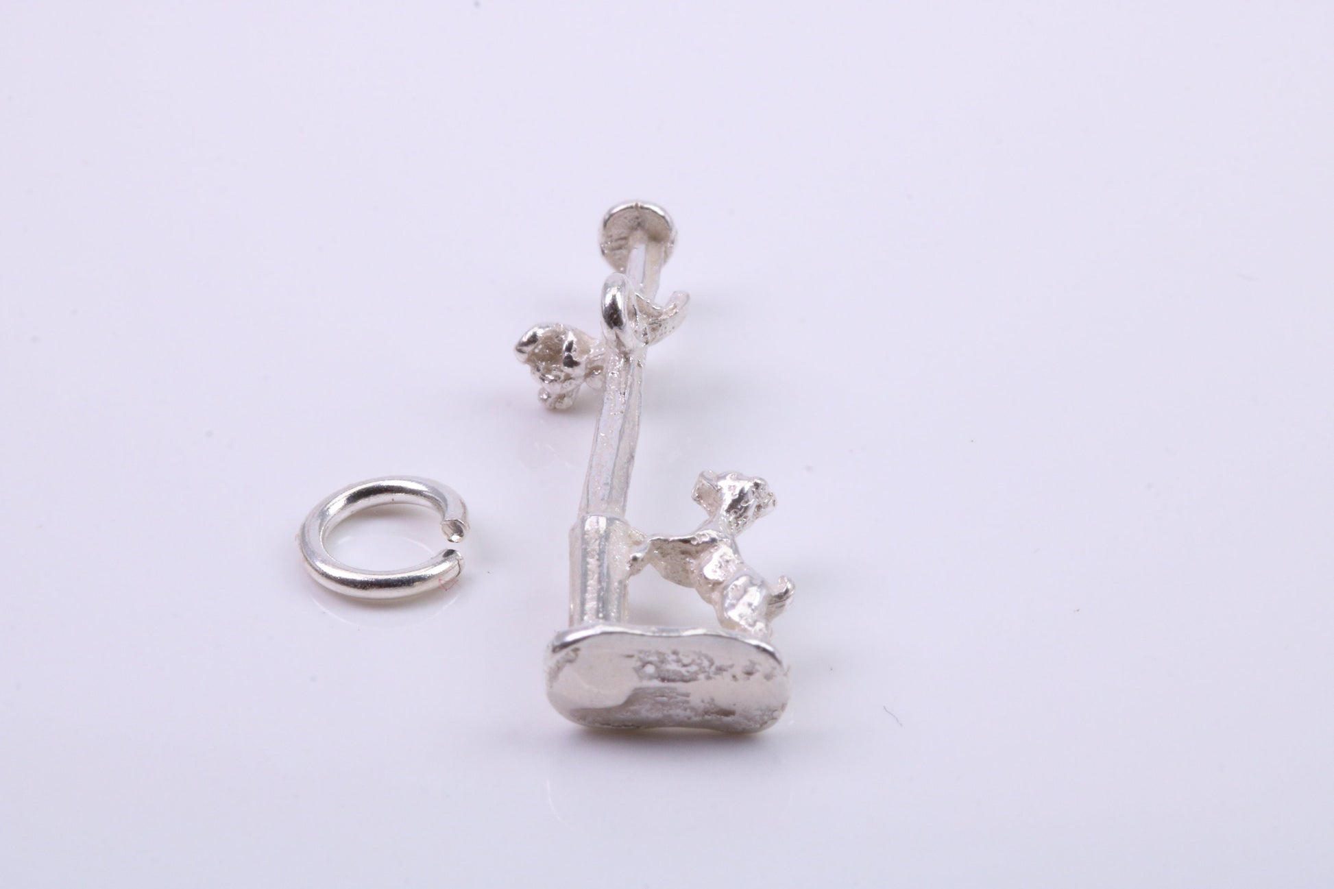 Dog Chasing Cat Charm, Traditional Charm, Made from Solid 925 Grade Sterling Silver, Complete with Attachment Link
