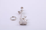 Dog Chasing Cat Charm, Traditional Charm, Made from Solid 925 Grade Sterling Silver, Complete with Attachment Link