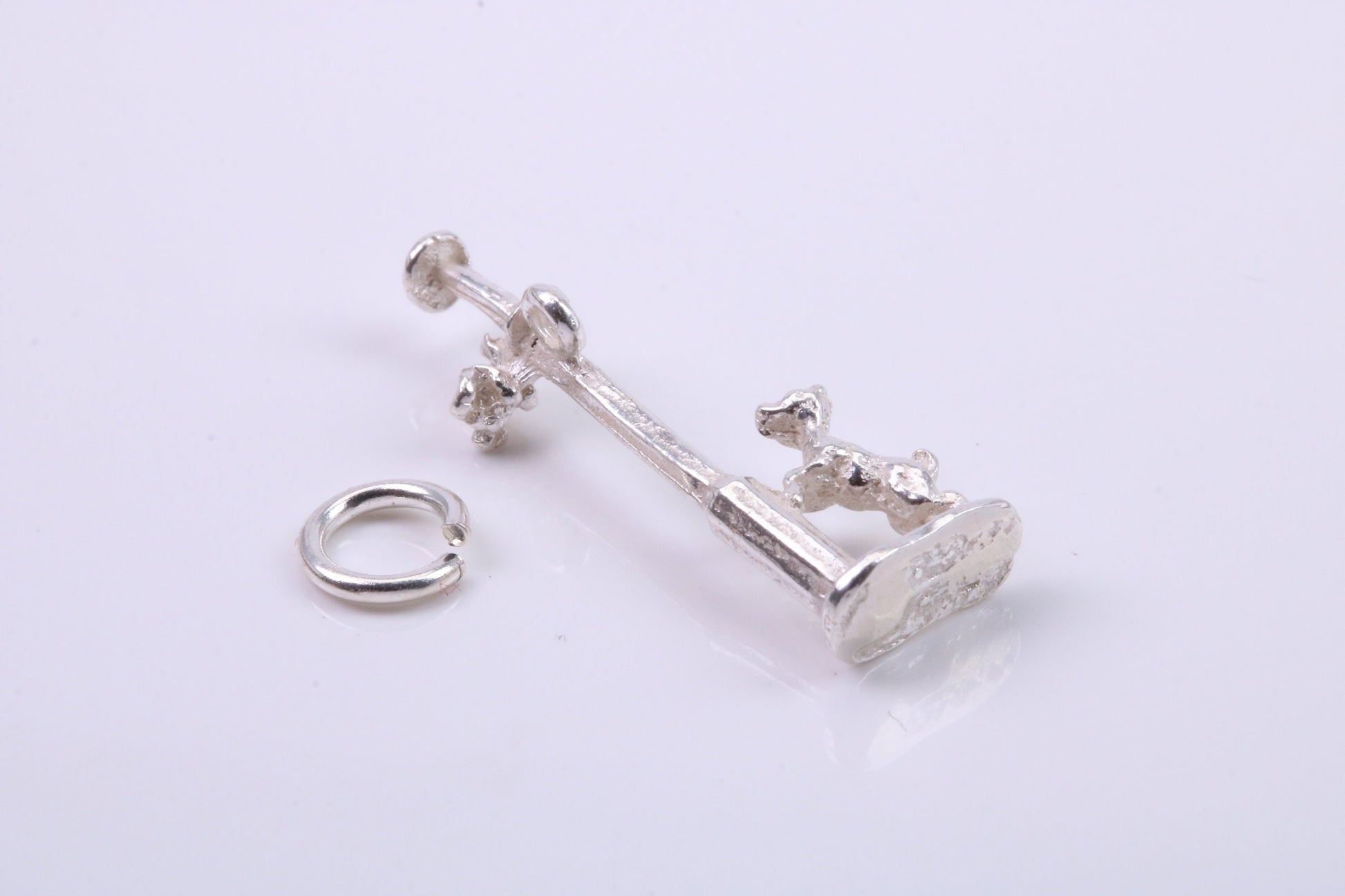 Dog Chasing Cat Charm, Traditional Charm, Made from Solid 925 Grade Sterling Silver, Complete with Attachment Link