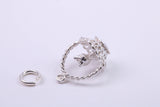 Cat in Basket Charm, Made from Solid Cast Silver, Complete with Attachment Link